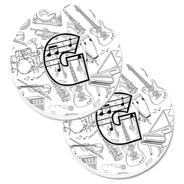 Carolines Treasures Letter G Musical Note Letters Set of 2 Cup Holder Car Coaster CJ2007-GCARC - main